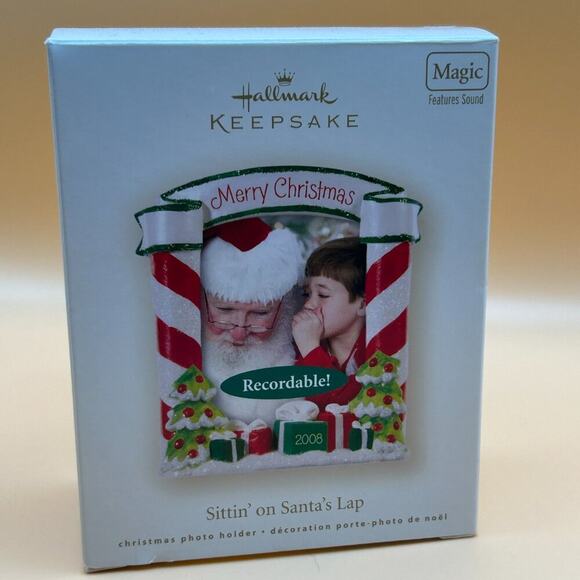 2008 Hallmark Keepsake "Sittin' on Santa's Lap" Recordable Ornament - Photo Hold - Picture 3 of 3